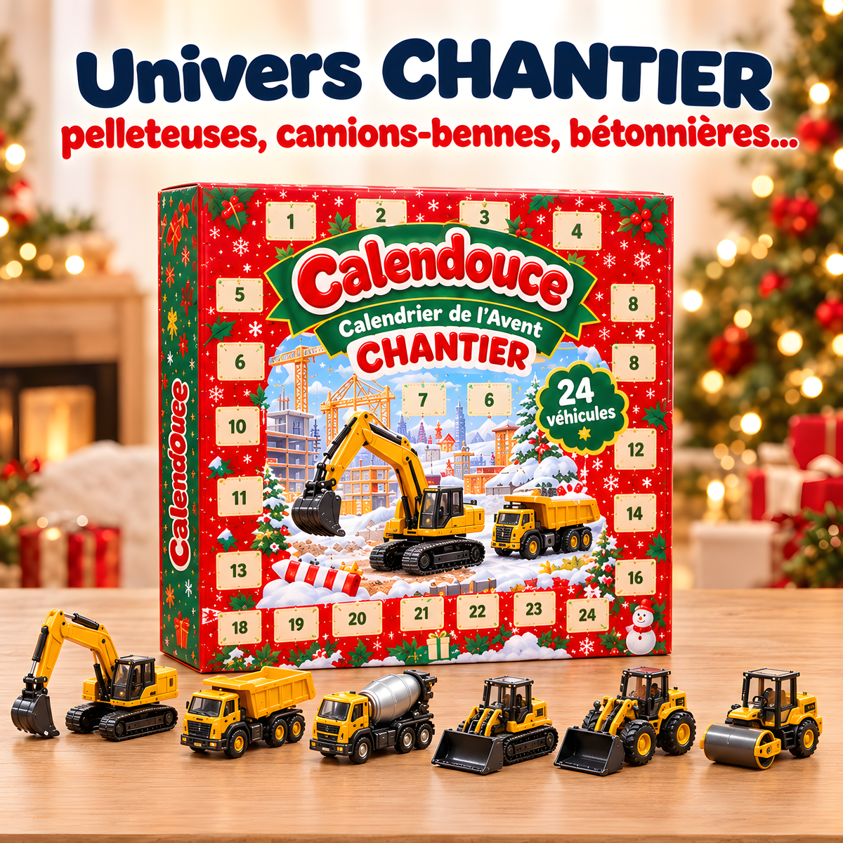 Coffret Calendouce univers Chantier et ses engins